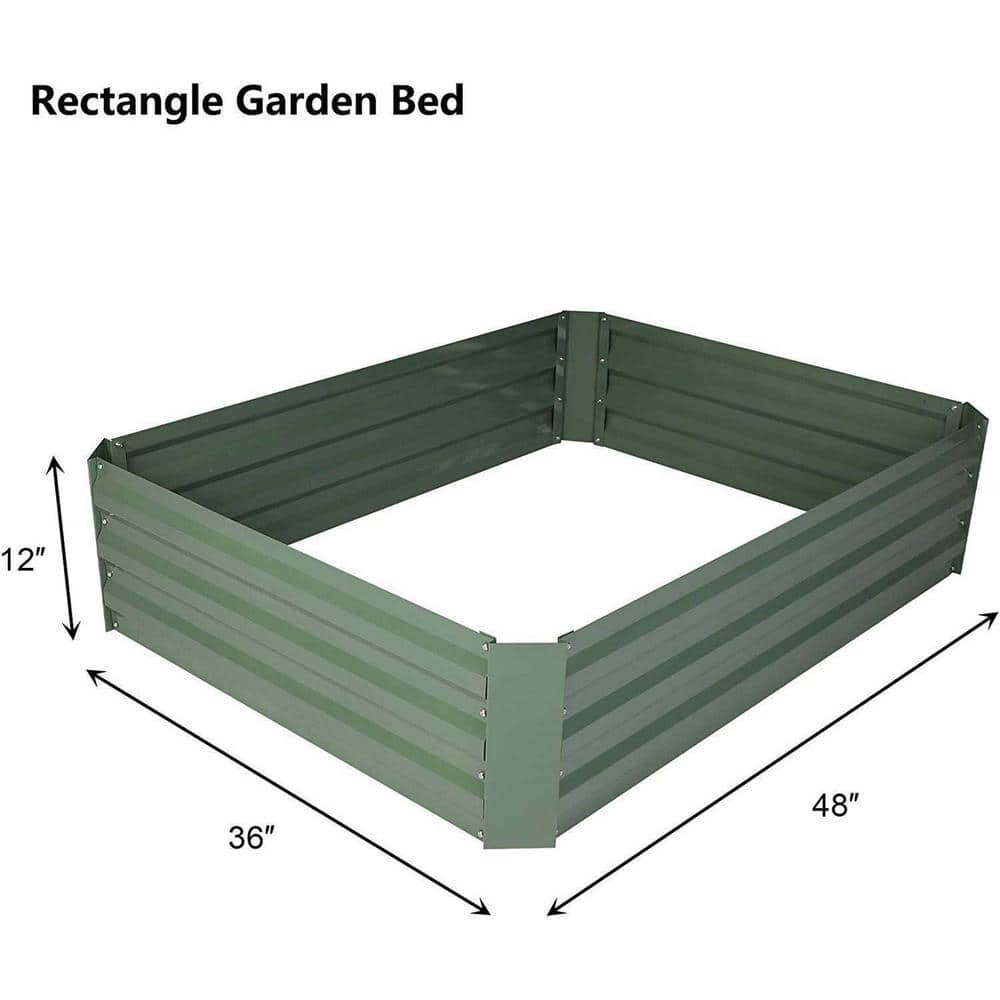 Zeus and Ruta 36 in. x 12 in. Green Metal Raised Garden Bed Galvanized Planter Box Anti-Rust Coating for Flowers Vegetables wq-272