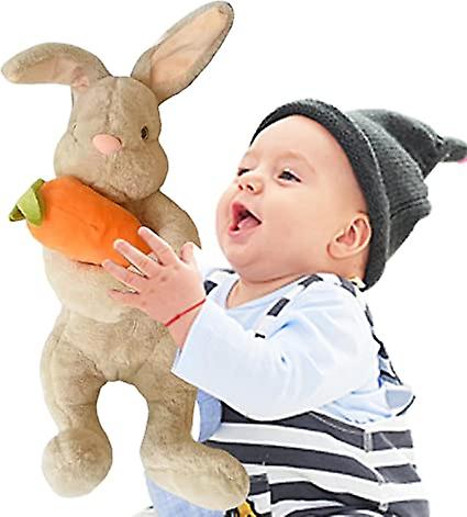 Bunny Stuffed Animal， Easter Bunny Plush Rabbit， 8 Inch Bunny Hugging Carrot Plush Toys