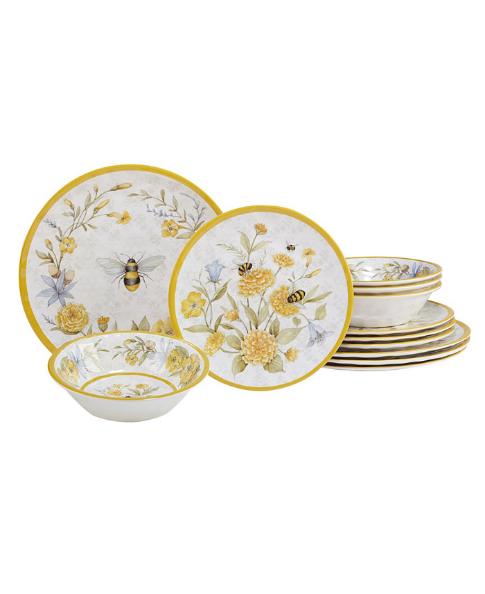 Certified International Bee Sweet Melamine Dinner Set 12 Piece