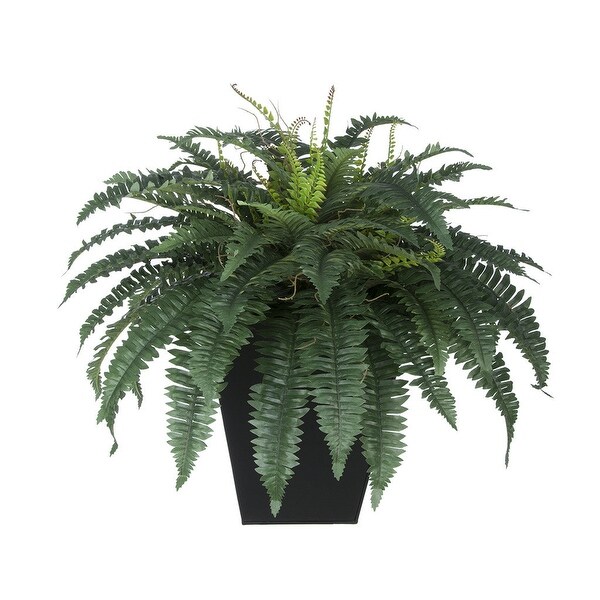 Faux Fern in Square Zinc Planter