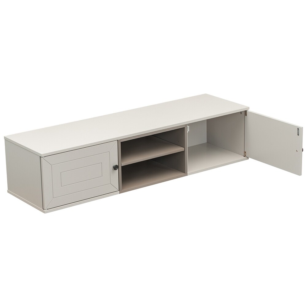 Wall Mounted Floating TV Stand with Large Storage Space and 3 Shelves