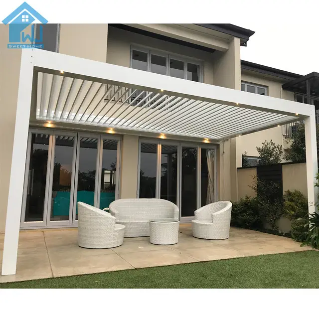 Outdoor Automatic Gazebo Waterproof Bioclimatic Aluminium Pergola Motorized Louver Roof Chinese Factory Directly Supply