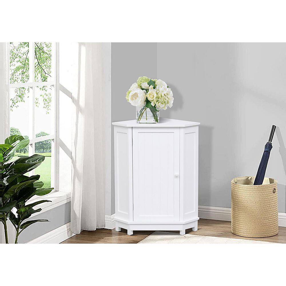 17.5 in. W x 17.5 in. D x 31.4 in. H in White MDF Ready to Assemble Floor Bathroom Cabinet with Shelf YY291477AAK