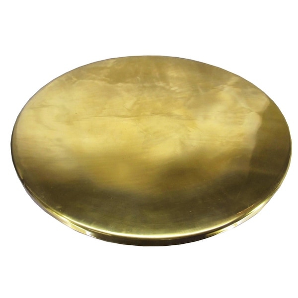 Zoe 30 Inch Modern Classic Round Metal Coffee Table with Pedestal Base， Glossy Gold Brass