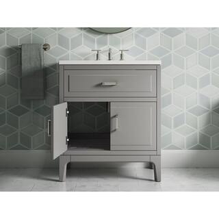 KOHLER Seer 30.125 in. W x 18.0625 in. D x 35.8125 in. H Bathroom Vanity in Mohair Grey with Quartz Top K-33552-ASB-1WT