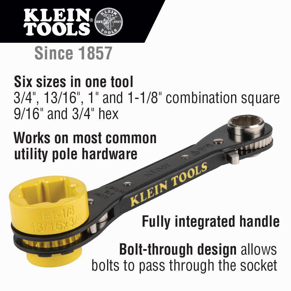 Klein Tools 5-in-1 Ratcheting Lineman's Wrench KT155T