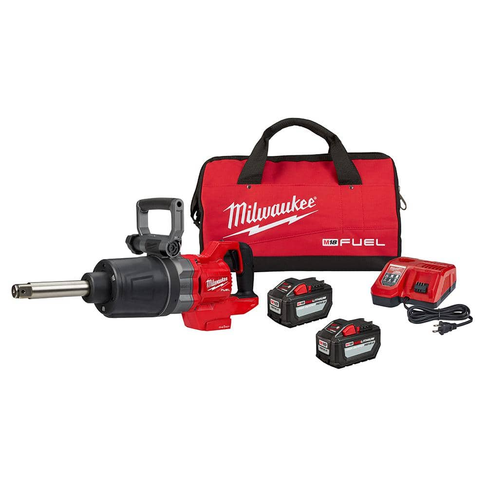 Milwaukee M18 FUEL 18V Lithium-Ion Brushless Cordless 1 in. Impact Wrench Extended Reach D-Handle Kit w/Two 12.0 Ah Batteries 2869-22HD