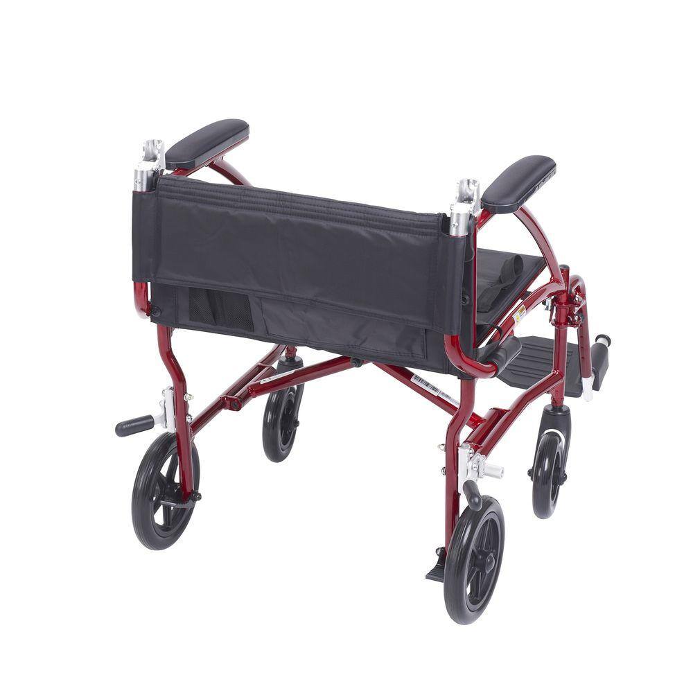 Drive Medical Fly Lite Ultra Lightweight Burgundy Transport Wheelchair DFL19-RD