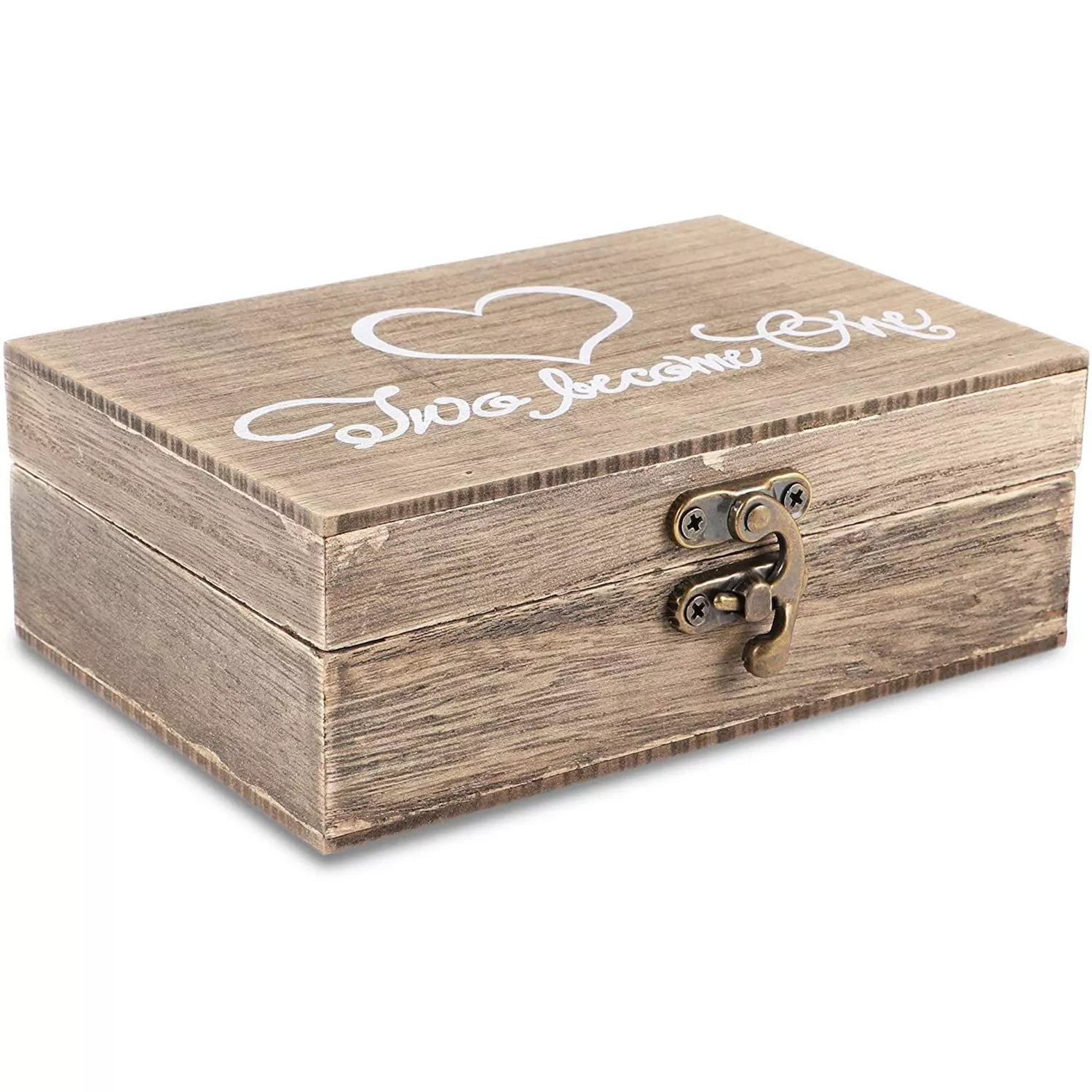 Juvale Wood Wedding Ring Box with Burlap Pillow Lining (6 x 4 x 2 in)