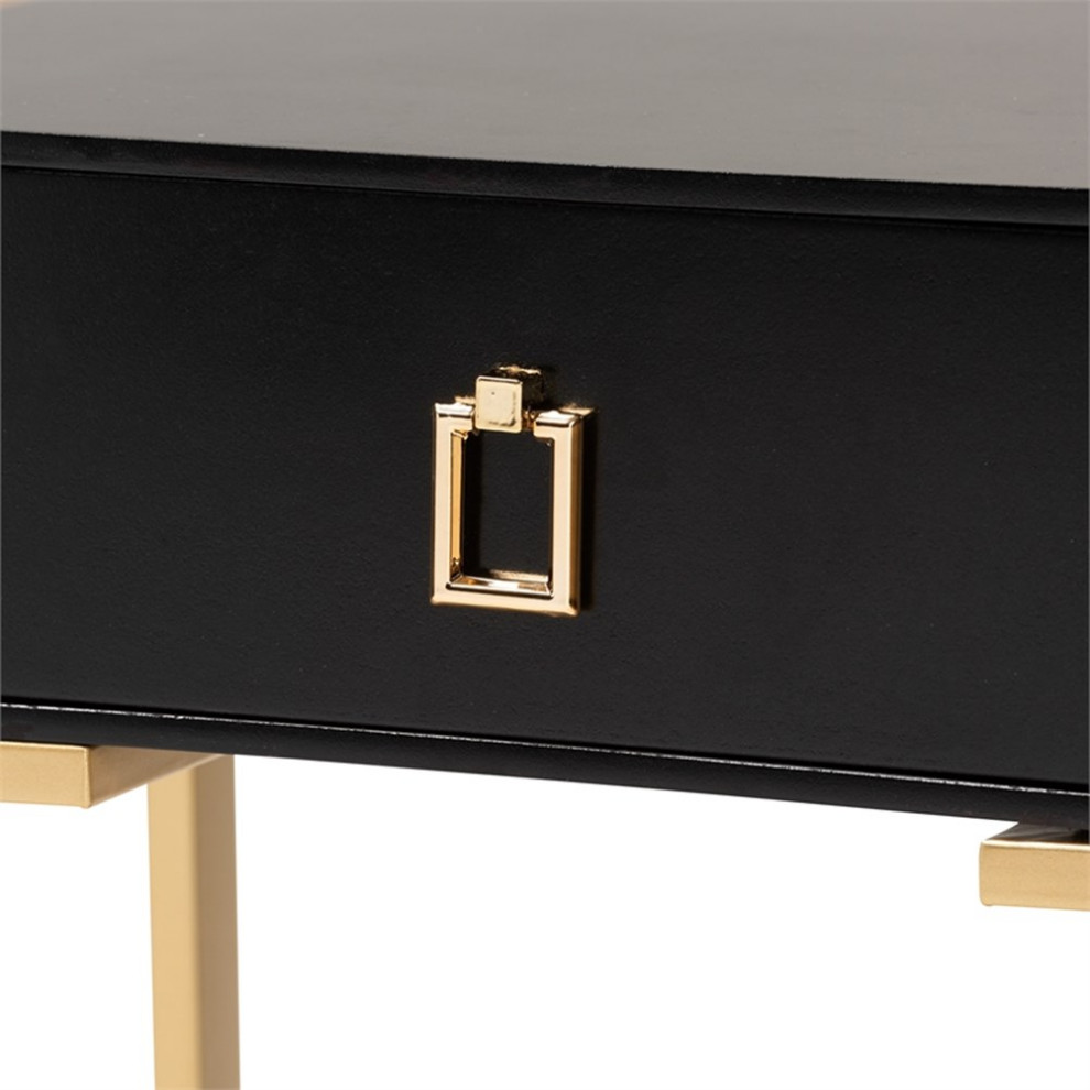 Baxton Studio Luna Black Finished Wood and Gold Metal End Table   Contemporary   Side Tables And End Tables   by Homesquare  Houzz