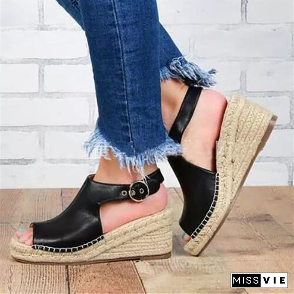 Women's Occident Fish Toe Hemp Rope Wedge Heel Casual Sandals