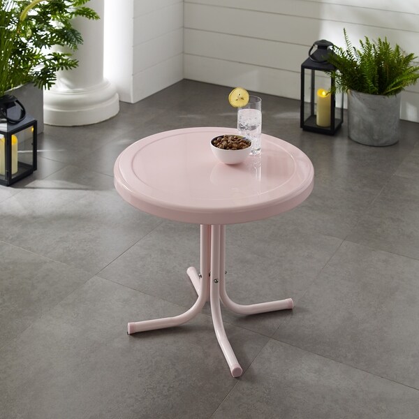 Crosley Retro Metal Side Table In Pink