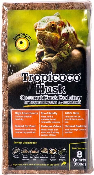 Galapagos Tropicoco Husk Coconut Reptile Bedding， 8-qt bag