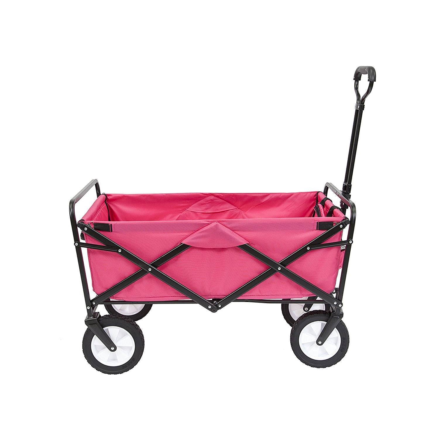 Mac Sports Collapsible Folding Outdoor Garden Utility Wagon Cart, Pink (2 Pack)