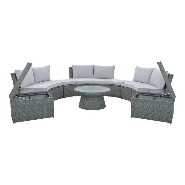 10-Pieces Outdoor Garden Patio Furniture Sets for 8， Sectional Sofa Sets for Patio， Porch， Backyard， Balcony， Poolside and Garden - Overstock - 37459262