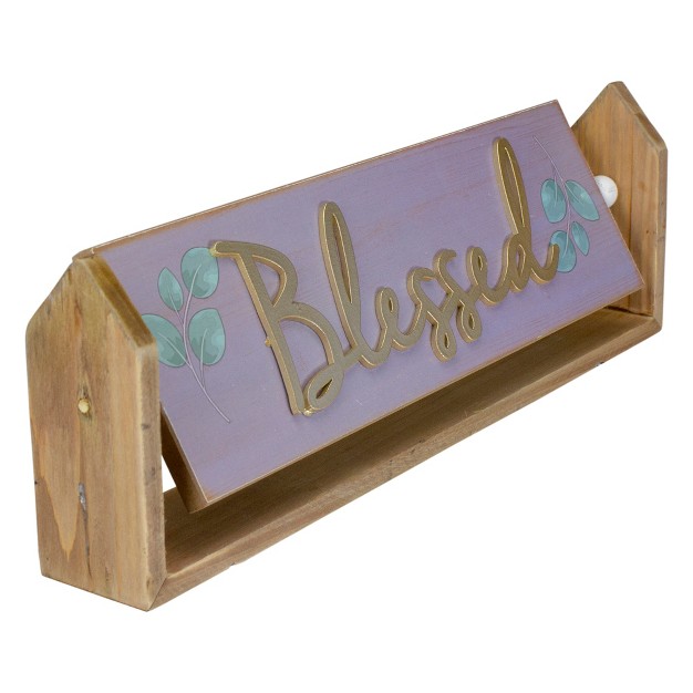 Hinged Plaque With quot blessed quot Embossed Lettering Table Top Decor