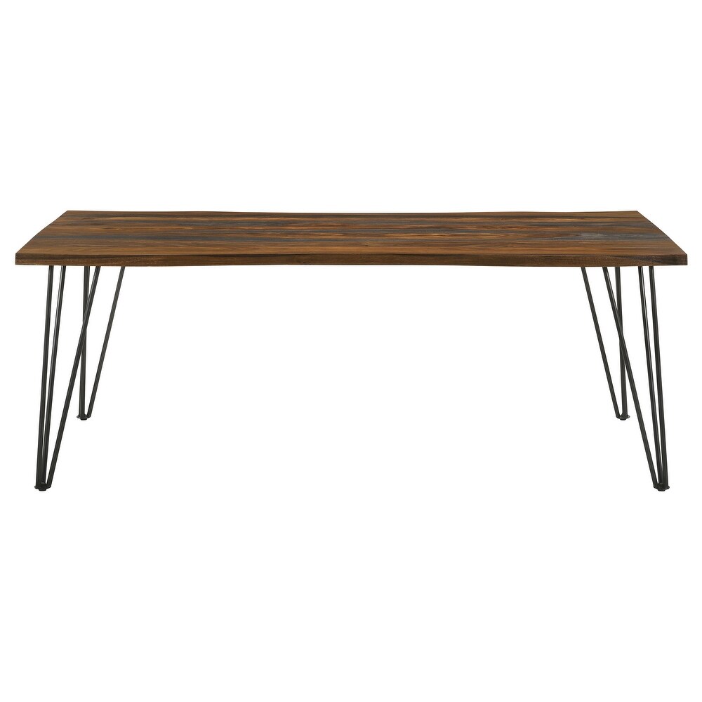 Coaster Furniture Neve Live edge Dining Table with Hairpin Legs Sheesham Grey and Gunmetal   80.00'' x 37.00'' x 30.00''