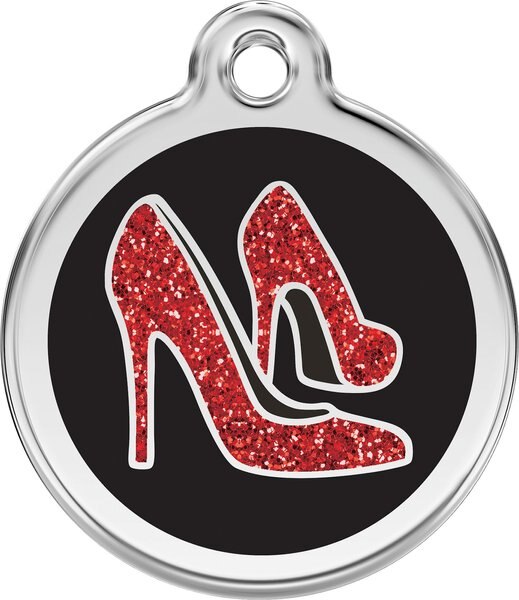 Red Dingo Glitter Shoe Stainless Steel Personalized Dog and Cat ID Tag