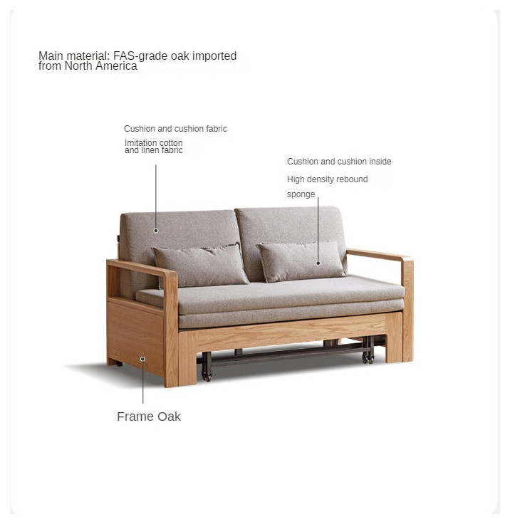 North American Oak Solid Wood Sofa Bed Modern MultiFunctional   Transitional   Sleeper Sofas   by GVAwood  Houzz