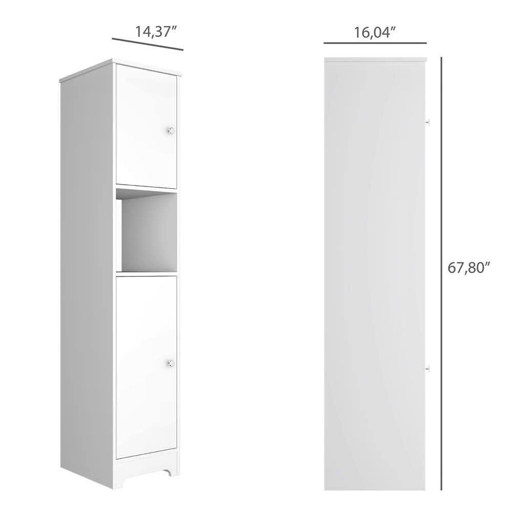 RST BRANDS Pinion 68 in W x 15 in D x 17 in H White MDF Midcentury Modern Linen Cabinet