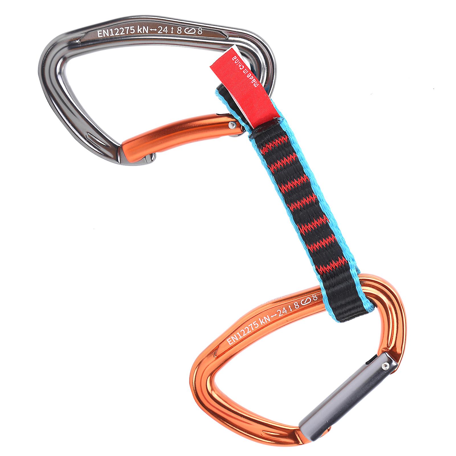 Outdoor Climbing Protection Quickdraw Nylon Flat Belt Carabiner Straight Curved Door