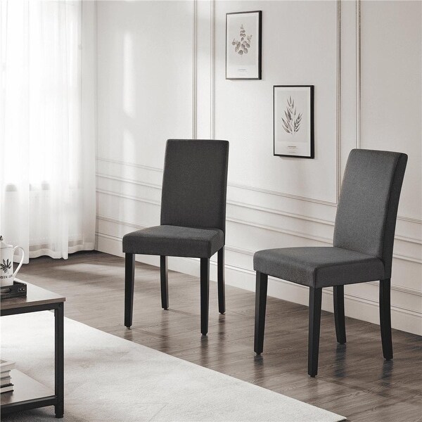 4pcs Fabric Upholstered Parson Dining Chairs for Home， Dark Gray