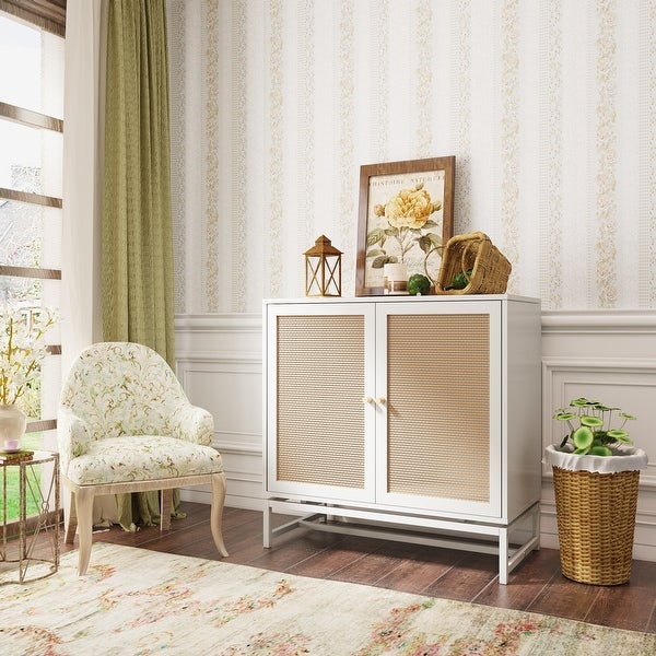 Rattan 2 door storage cabinet