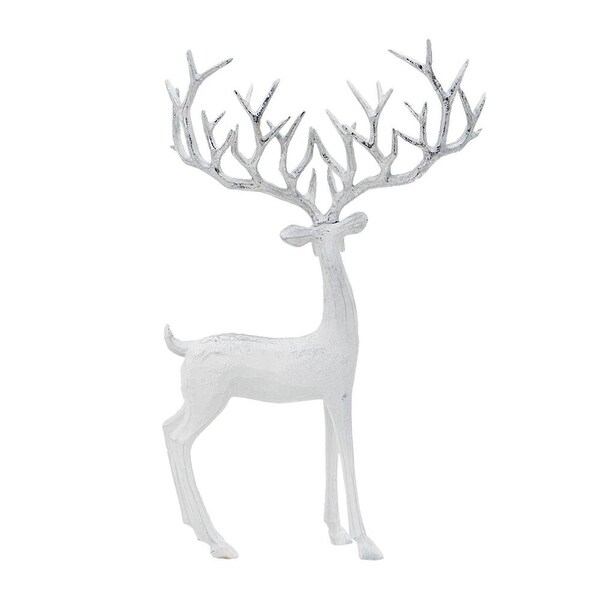 Seasonal Abode Carved Standing Deer with Silver Foil