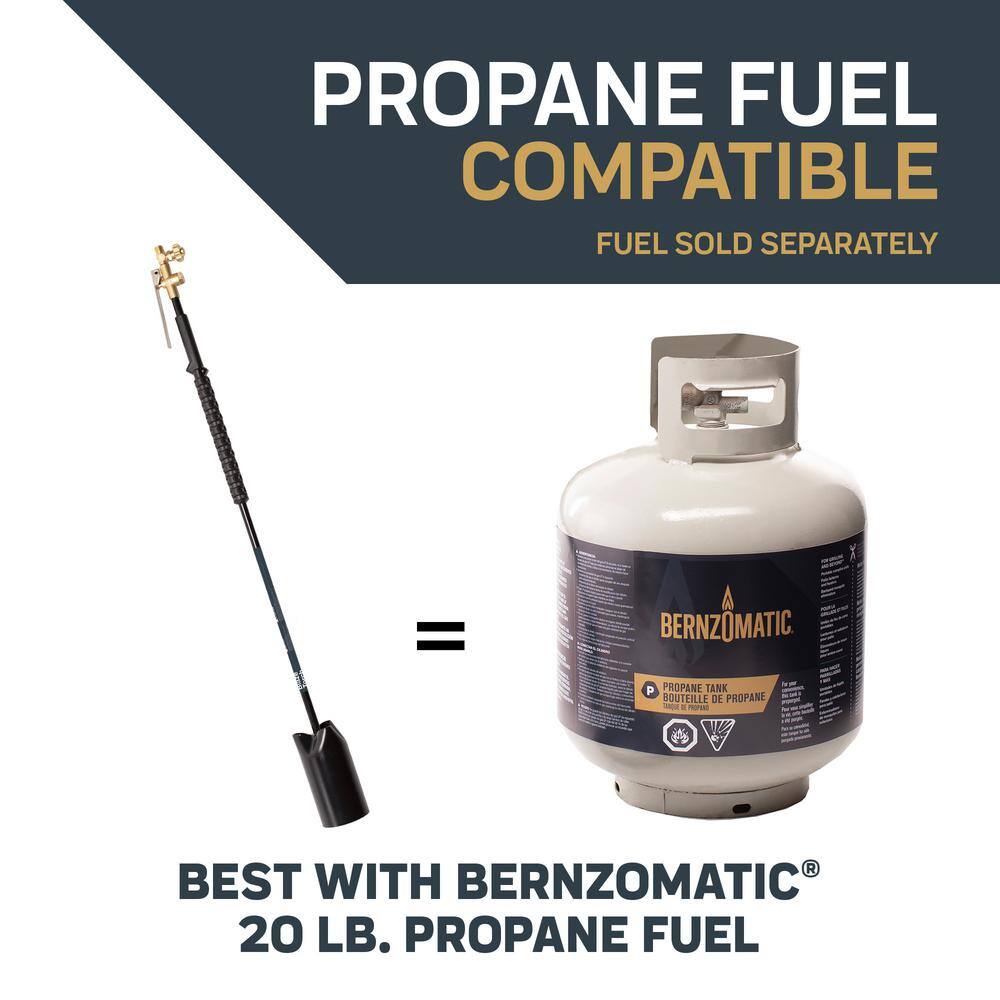 Bernzomatic Outdoor Propane Gas Weed Torch with Adjustable Wide Brush Flame and Spark Lighter JT855