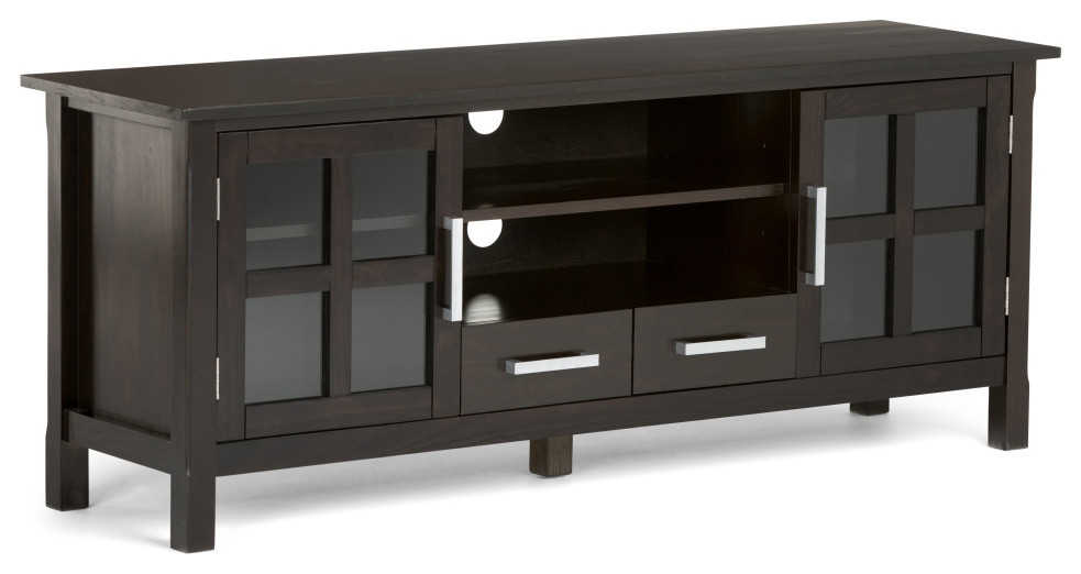 Kitchener SOLID WOOD 60 inch Wide TV Media Stand For TVs up to 65 inches   Transitional   Entertainment Centers And Tv Stands   by Simpli Home Ltd.  Houzz