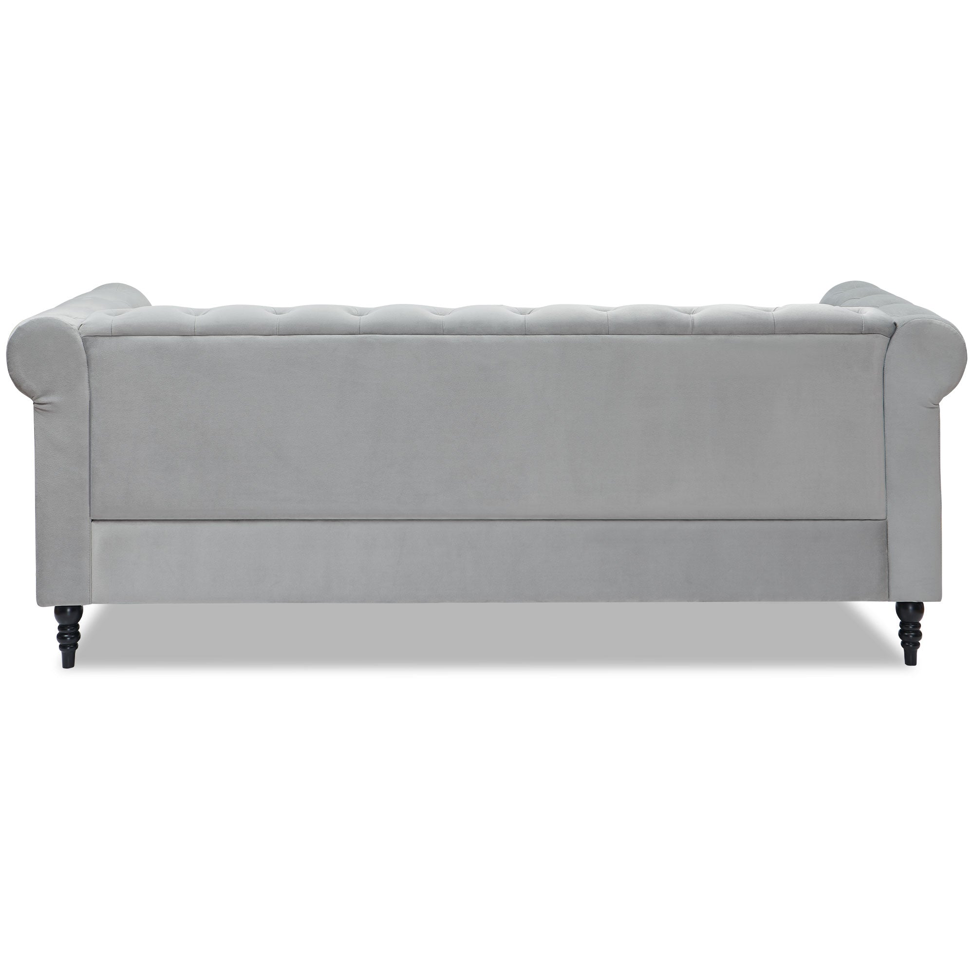 GERICCO Chesterfield Sofa Velvet,3 Seater Couch Furniture,Couches for Living Room with Deep Button Tufting,Large Sofa with Rolled Arms (Gray)