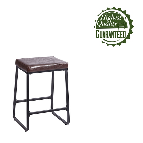 Porthos Home Selma Counter Stools Set of 2， PU Leather， Iron Legs