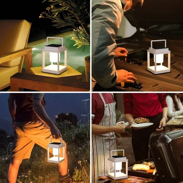 Outdoor Table Lamp, 3-Level Brightness Portable Rechargeable Solar Lamp Waterproof for Patio/Camping