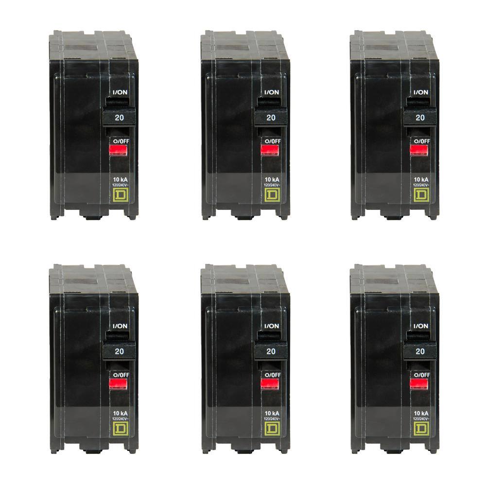 Square D QO 20 Amp 2-Pole Circuit Breaker (6-pack) QO220CP6