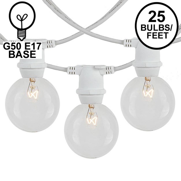 Novelty Lights Globe Outdoor String Lights With 25 In line Sockets White Wire 25 Feet