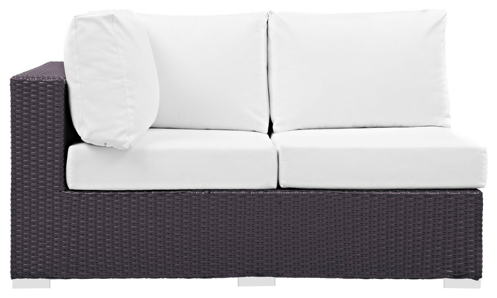 Modway Convene Outdoor Left Arm Loveseat  Espresso  Beige   Contemporary   Loveseats   by Uber Bazaar  Houzz