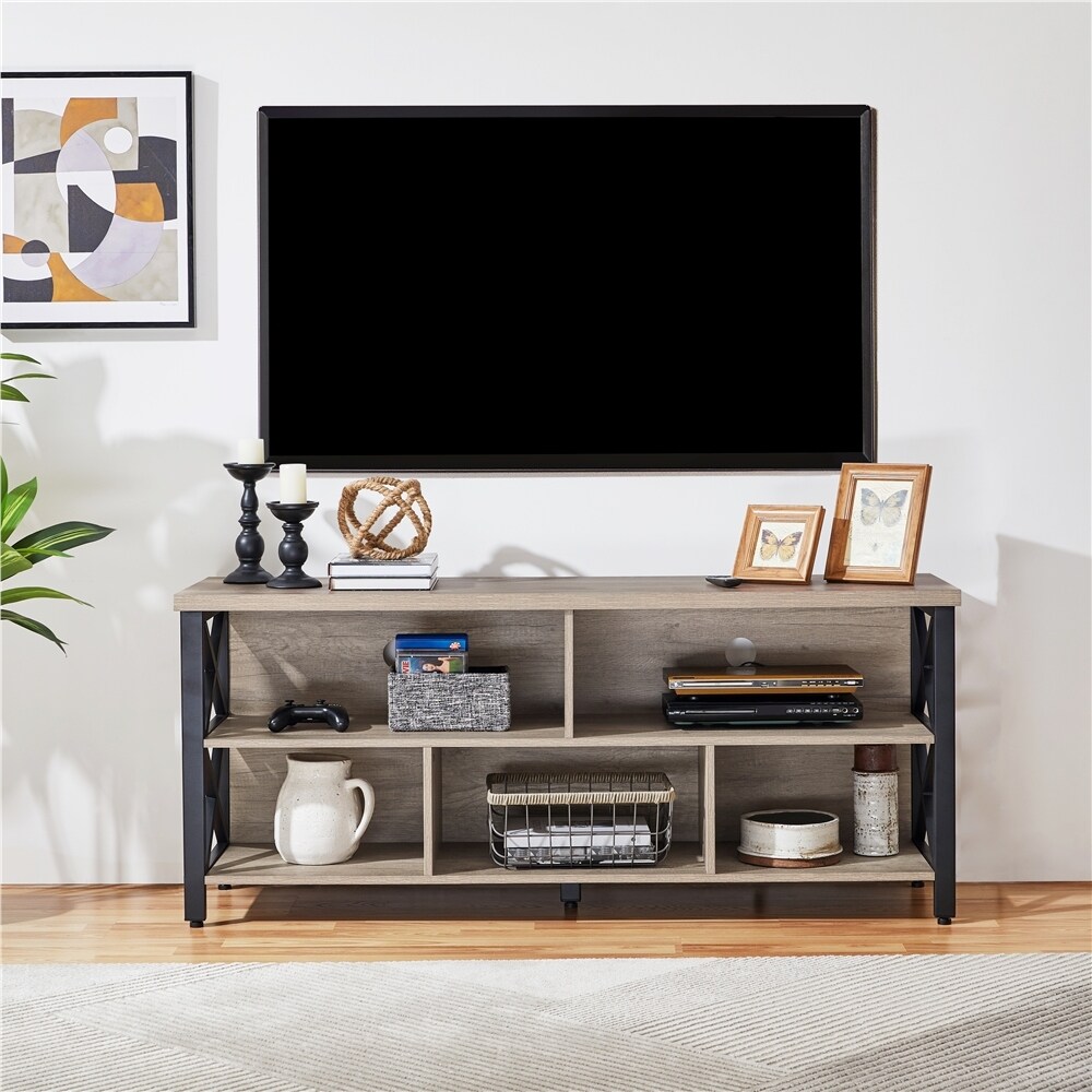 Yaheetech 65 Inch Industrial TV Stand with 5 Storage Cabinets for TVs