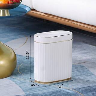 Dracelo 2 Gal. Golden Bathroom Waterproof Slim Plastic Intelligent Trash Can with Lid B09N35Y2KK