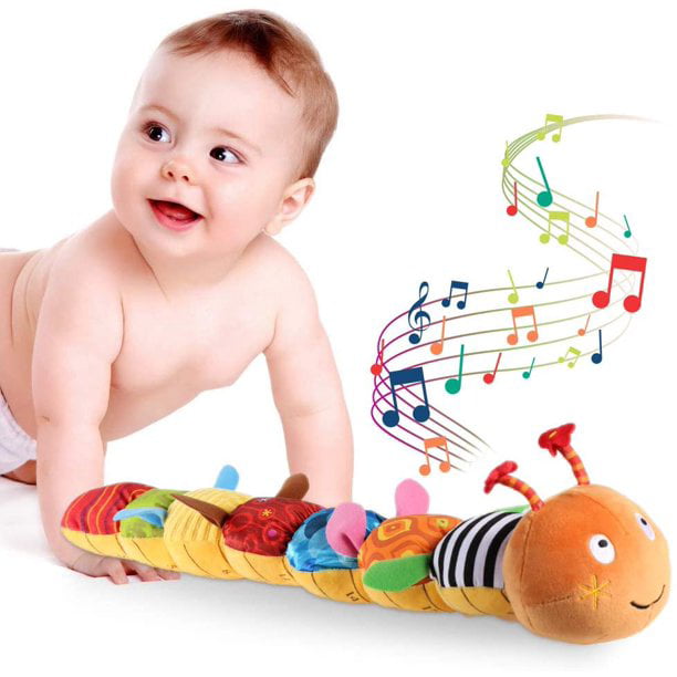 Baby Toy Music Caterpillar Multicolor Baby Toy Fold Rattle Soft Tape Ruler Design， Bells and Rattles Educational Toddler Plush Toys， Suitable for Newborns， Boys， Girls and Babies Over 8 Months Old