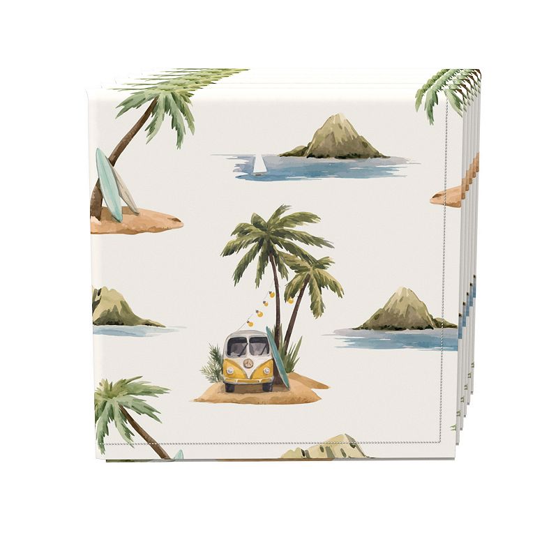 Napkin Set， 100% Polyester， Set of 4， 18x18， Retro Surf