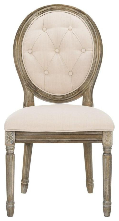 Ciley Tufted Oval Side Chair  Set of 2  Beige/Rustic Oak   French Country   Dining Chairs   by Rustic Home Furniture Deco  Houzz