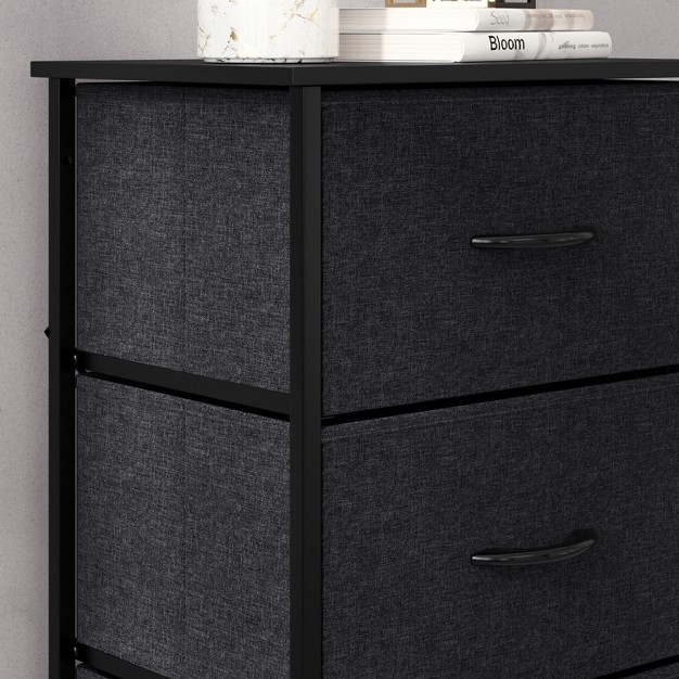 Emma And Oliver 4 Drawer Storage Dresser With Cast Iron Frame Wood Top And Easy Pull Fabric Drawers With Wooden Handles