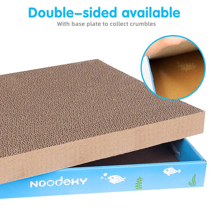 Noodoky 3Pcs Cat Scratching Pads, Double-Sided Corrugated Horizontal Cat Scratcher Cardboard, Scratch Board Pad