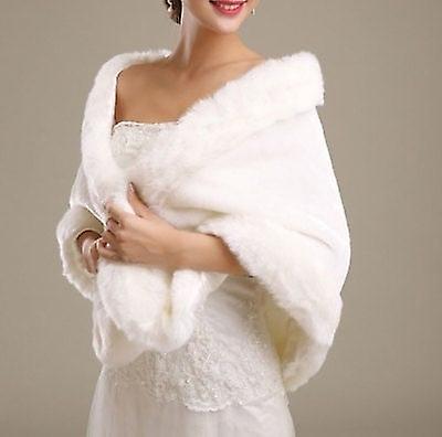 Womens Ladies Wedding Shawl Faux Fur Shrug Bolero