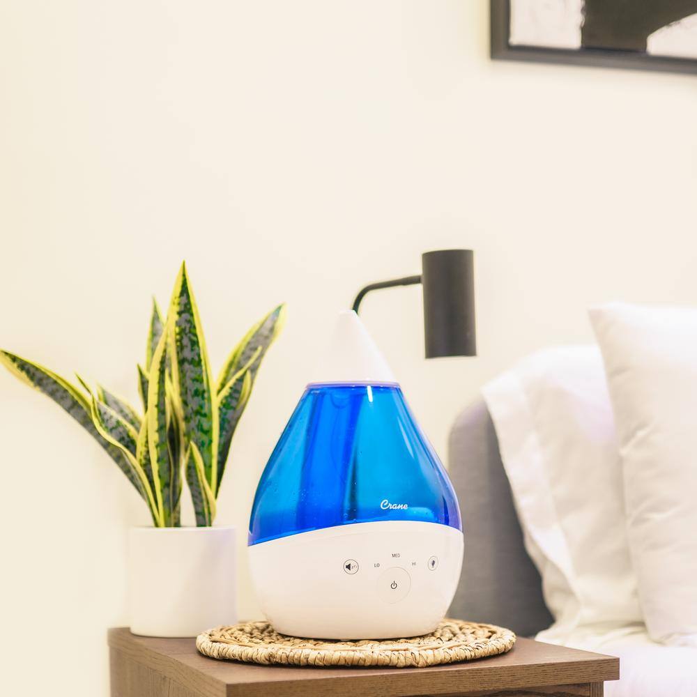 Crane 1 Gal. Top Fill Drop Cool Mist Humidifier with Sound Machine for Medium to Large Rooms up to 500 sq. ft. - BlueWhite EE-5306