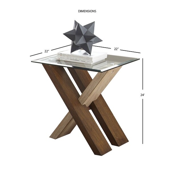 Tennyson Two-tone Wood and Glass Top End Table by Greyson Living