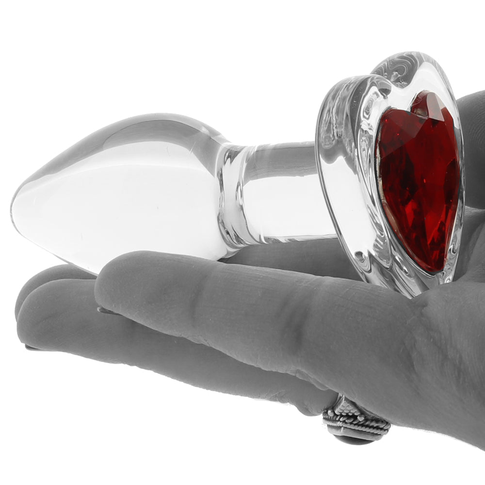 Booty Sparks Red Heart Gem Glass Anal Plug in Small