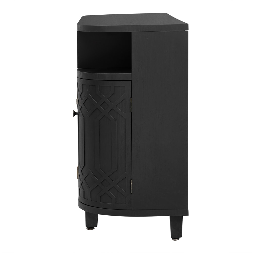 Curved Design Storage Cabinet w/ Four Doors and Adjustable Shelves