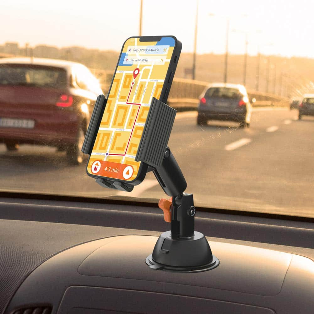 Armor All Adjustable Phone Mount With Suction Cup, Easy Dashboard Fit, Adjustable AMH3-1012-BLK