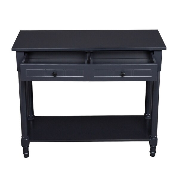 2-Tier Console Table with 2 Drawers， Sofa Table with Storage Shelves